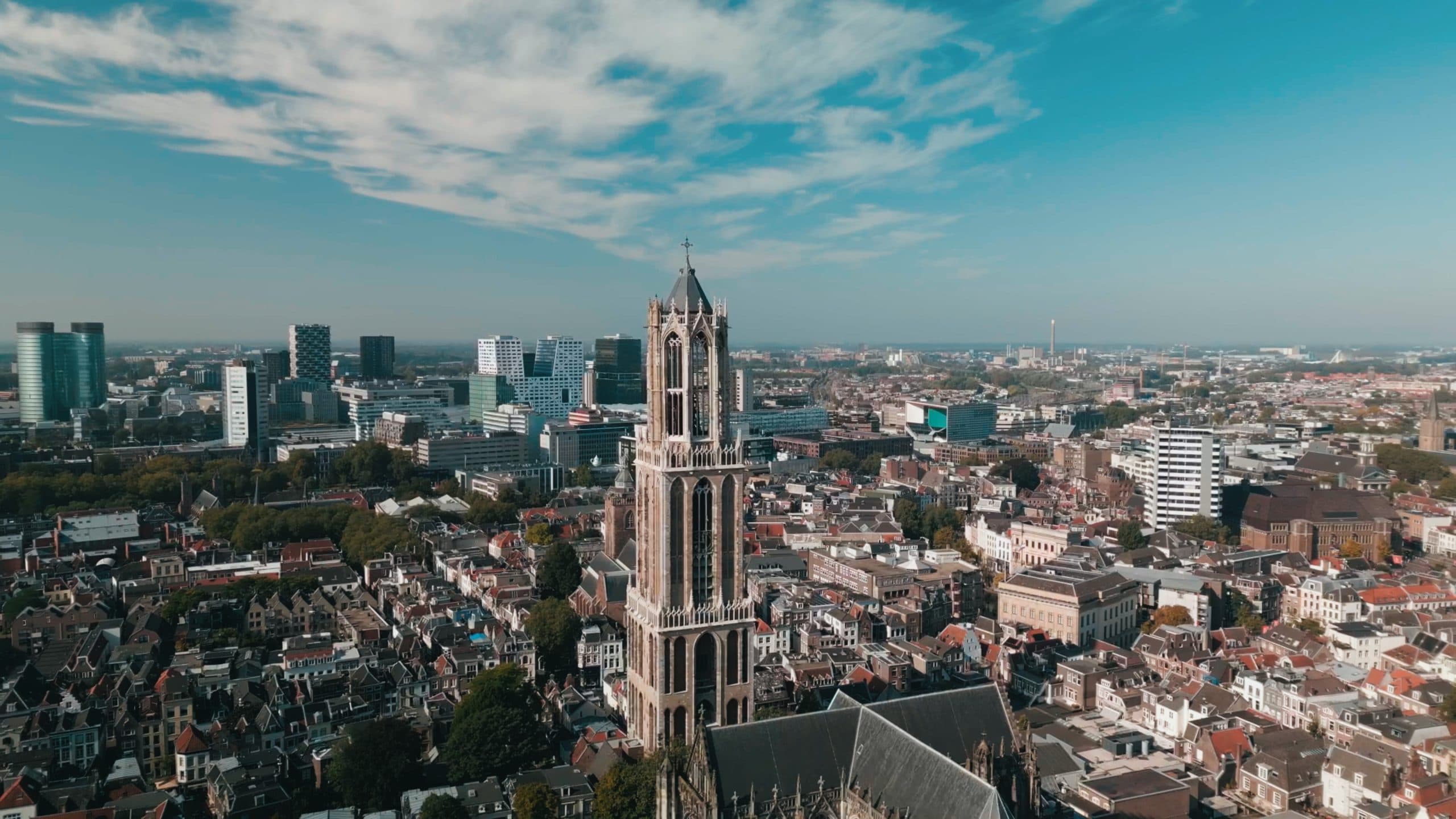 Air photo of the Dom Tower in Utrecht